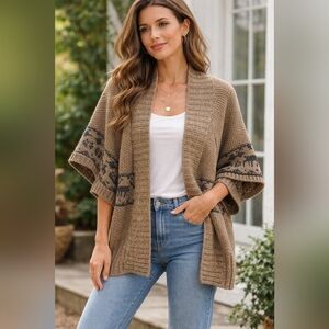 Lineamaglia Alpaca Wool Blend Cardigan Large Brown